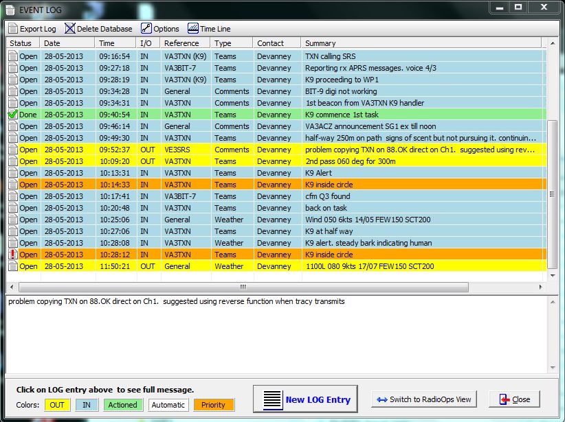 SAR Log example